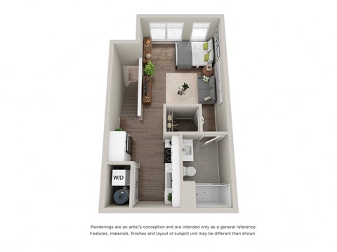 Studio Floor Plan at Tivoli Green Apartments & Townhomes, Mount Pleasant, Wisconsin